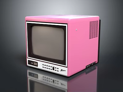 Pink Retro Vintage Television Electronic Appliance With Classic Old Style Design 3d model