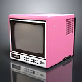 Pink Retro Vintage Television Electronic Appliance With Classic Old Style Design