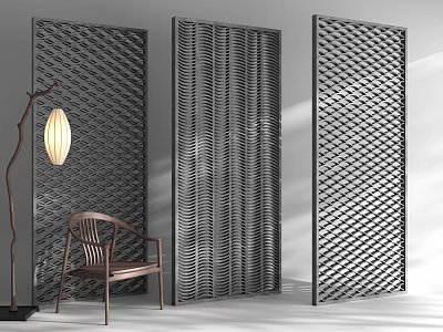 New Chinese Style Tile Partition Lattice Partition Leisure Chair Hollow Brick Cement Brick 3d model