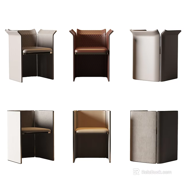 Modern Leisure Chairs with Various Designs Leather Fabric Upholstery Brown Beige Black Colors 3d model 