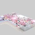 Colorful Indoor Kids Playground With Pink Slides Ball Pit And Climbing Frames