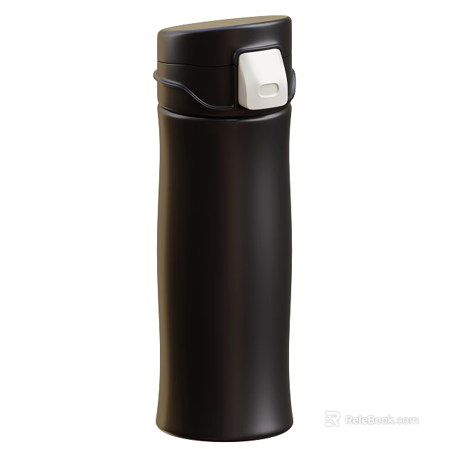 Black Insulated Stainless Steel Travel Tumbler With Push Button Lid 3d model 