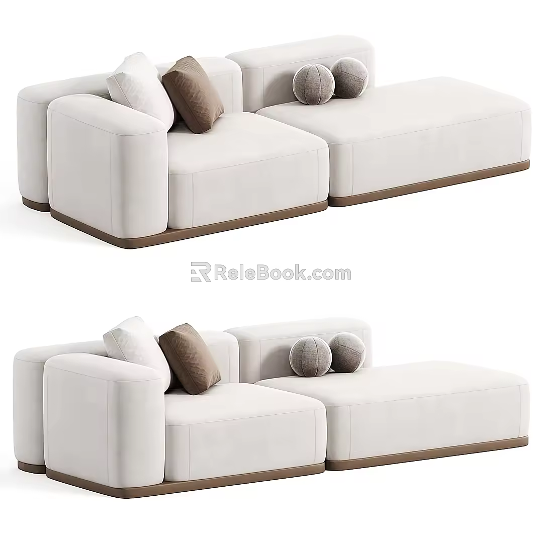 Modern Modular Sofa Double-sided Sofa Simple Multi-person Sofa Fabric Multi-person Sofa Fabric Pillow Poliform Internet Popular Sofa 3d model