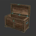 Open Wooden Storage Chest With Metal Rivets And Secure Latches For Home Use
