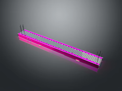 Long Strip Purple Lighting Fixture Set With Grid Pattern And End Brackets For Decorative Lighting 3d model
