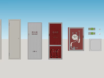 Fire Safety Equipment Featuring Hydrant Cabinets Extinguisher Boxes And Fire Hydrants 3d model