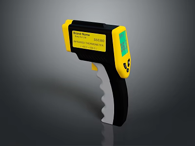 Handheld Non Contact Infrared Thermometer With Yellow Black Design And Digital 3d model