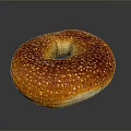 Golden Brown Sesame Seed Bagel With Crispy Surface And Fresh Texture