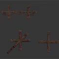 3D Rendered Brown Wooden Brackets in Various Styles on White Background