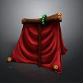 Home Decorative Tapestry With Red Fabric Wooden Rod Green Decoration And Round Buttons