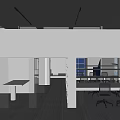 Modern Public Office Space With Open Layout Desks Ergonomic Chairs Bookshelves And Large Windows