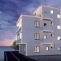Modern White Detached Villa With Multi Story Design Large Windows And Courtyard Trees