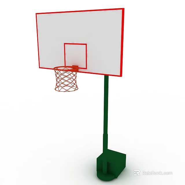 Basketball Sports Equipment With White Backboard Red Rim And Green Stand 3d model 
