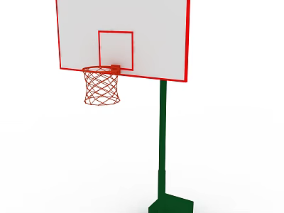 Basketball Sports Equipment With White Backboard Red Rim And Green Stand 3d model