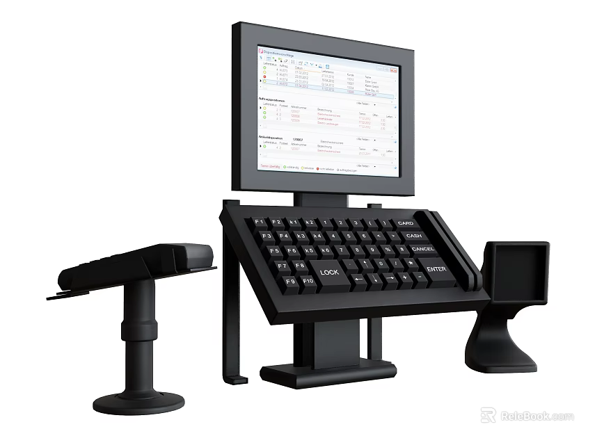 Professional Commercial POS Terminal With Display Screen Keyboard And Barcode Scanner 3d model 