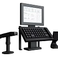 Professional Commercial POS Terminal With Display Screen Keyboard And Barcode Scanner 3d model