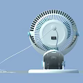 Modern White Air Cooling Fan With Circular Blades Stable Base And Power Cord