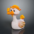 Cute White Toy Duck With Yellow Hat Wings And Orange Beak Design