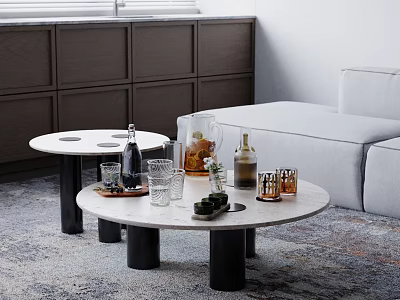Modern Inflatable Furniture For Living Room With Round Coffee Tables And Decorative Items 3d model
