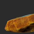 Wooden Stone Artifact In Orange With Intricate Carved Patterns And Blue Symbol
