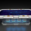 Futuristic Tech Table With Blue Glowing Elements And Transparent Base Design 3d model
