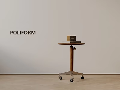 Poliform Wooden Side Table With Wheels And Small Box On Top Modern Design 3d model