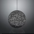 Silver Mirrored Disco Ball Hanging Decorative Furniture Piece With Reflective Surface