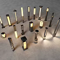 Various Modern Lighting Fixtures With Different Shapes And Illuminated Designs