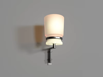 Modern Wall Lamp With Translucent Shade And Metal Base On Gray Wall 3d model