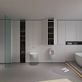 Modern Bathroom Interior Design With Bathtub Marble Sink And Storage Cabinets