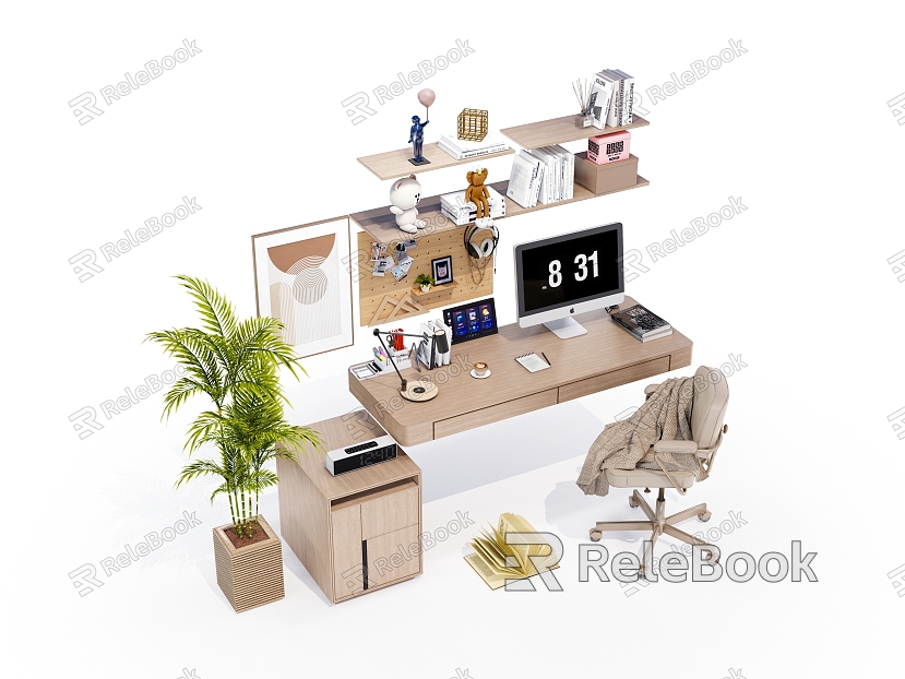 Modern office desk and chair office desk and chair combination model