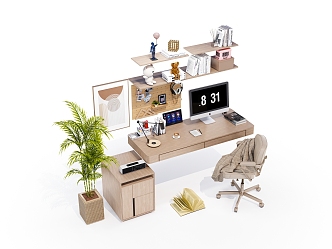 Modern office desk and chair office desk and chair combination 3d model