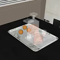 Whiskey Decanter and Glasses on Marble Tray with Oranges on Gray Tabletop and Decorative Elements