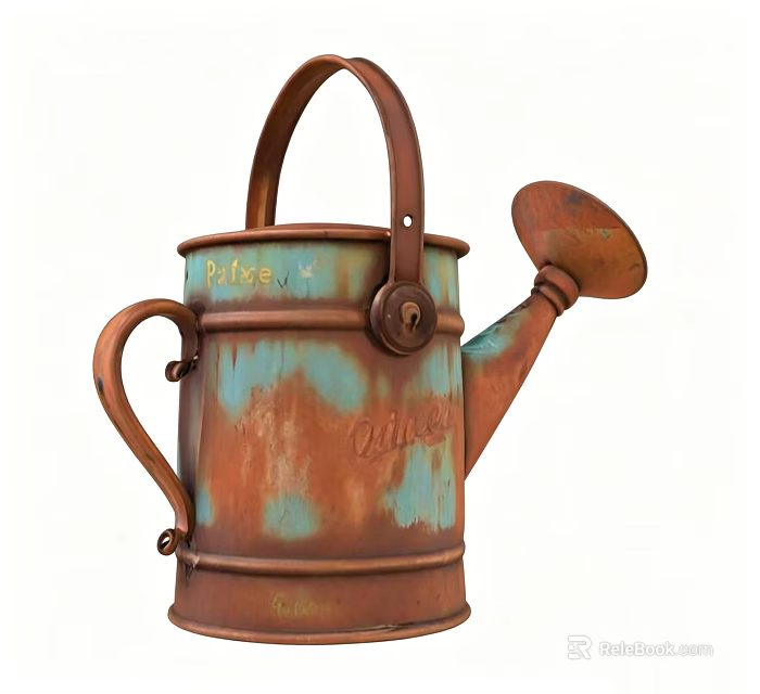Vintage Dinnerware Set with Rustic Copper Turquoise Finish Engraved Pulse Drink Words and Lock Detail 3d model 