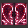 Red Heart Shaped Neon Light Decoration Featuring Two Symmetrical Parts Zigzag Split And Small Hearts