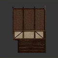Traditional Wooden House Architecture With Red Tile Roof Chimney Brown And White Walls And Windows