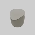 Modern Leather Stool With Beige And Off White Curved Design And Stitching Details
