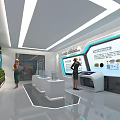 International Coal Mining Machinery Technology Exhibition Hall With Display Screens Models And Visitors