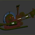 Green And Red Helicopter 3D Model With Transparent Cockpit And Number 918