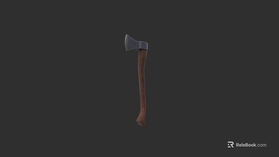 Classic Axe Weapon With Sharp Metal Head And Wooden Handle 3d model 