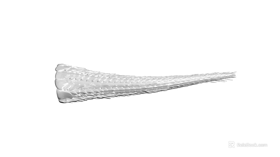 Silver Feather Decorative Ornament With Fine Texture And Streamlined Shape Design 3d model 