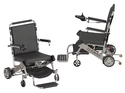 Lightweight Foldable Medical Wheelchair With Black Seat Armrests And Footrests 3d model
