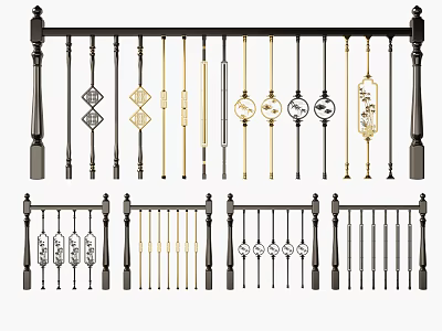 Diverse Decorative Railings With Various Styles Intricate Patterns And Metal Designs For Home Use 3d model
