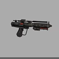Futuristic Sci Fi Gun With Long Barrel Scope Grip And Red Indicator Lights