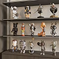 Stylish Decorative Dolls Collection With Animal Robot Astronaut Designs On Shelves
