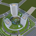 Modern Office Building Complex With Circular Layout Green Landscape And Central Courtyard 3d model