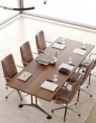 Modern conference table and chair combination 3d model