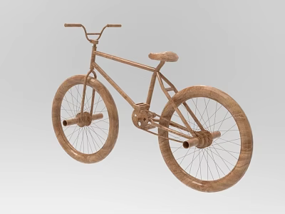 Handcrafted Wooden Bicycle Sculpture With Detailed Carving And Artistic Design 3d model