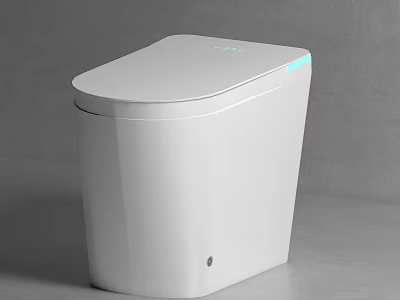 Modern White Toilet With Sleek Design And Blue Accent Lighting 3d model