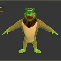 Cartoon Bear 3D Game Character With Orange Fur Light Colored Chest And Outstretched Arms